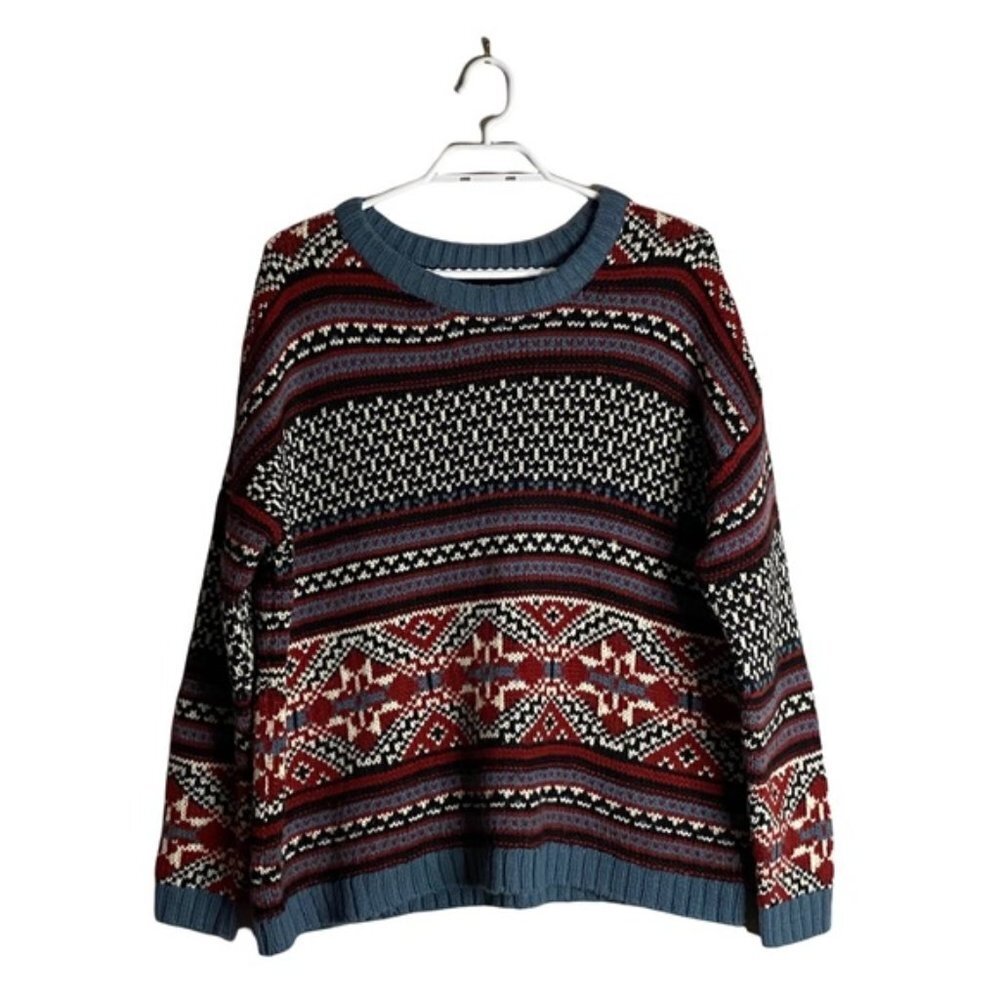 QED London Women's Patterned knit Crewneck Sweater
